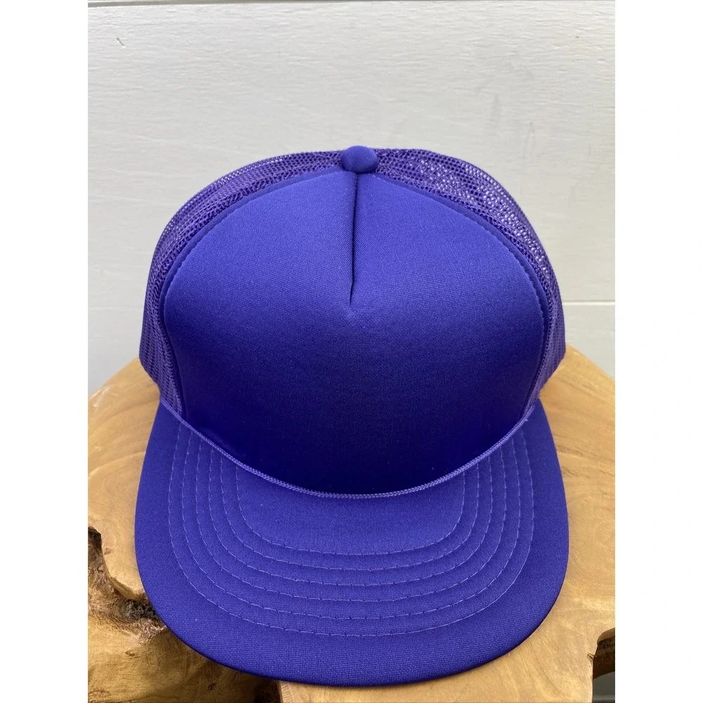 VTG YoungAn Trucker Hat Sz OS Purple Mesh Rope Snapback Baseball Cap NWOT 90s